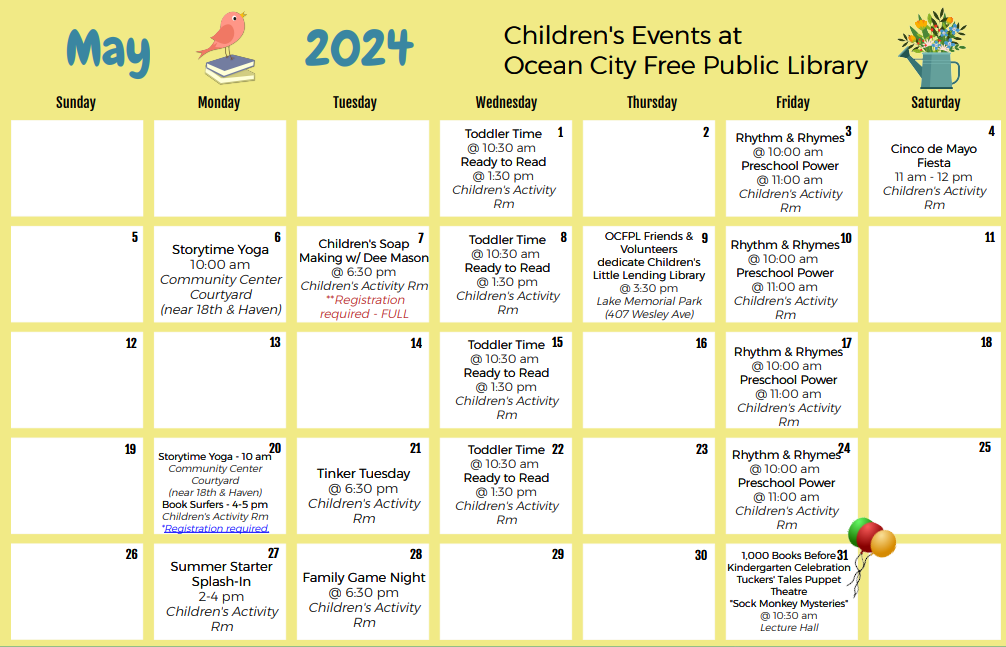 Children's May Events Calendar